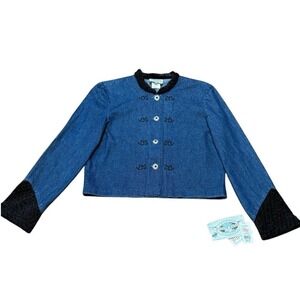 NWT Vintage River Ridge Button Up Denim Jacket Women's S Silver Button